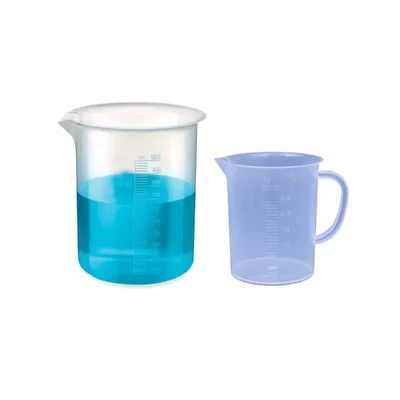 VVS 1000ml & 250ml Polypropylene Set of 2 Chemistry Lab Plastic Beaker & Jug Graduated Scale Flat Bottom