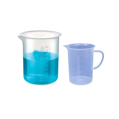 VVS 1000ml & 500ml Polypropylene Set of 2 Chemistry Lab Plastic Beaker & Jug Graduated Scale Flat Bottom