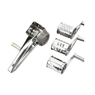 Smart Chef Rotary Grater, Hand Shredder with 3 SS Drums for Vegetable Slicer, Cheese Grater, Spice & Nut Grinder