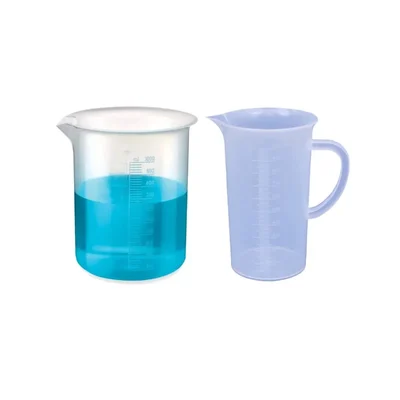 VVS 1000ml & 1000ml Polypropylene Set of 2 Chemistry Lab Plastic Beaker & Jug Graduated Scale Clear