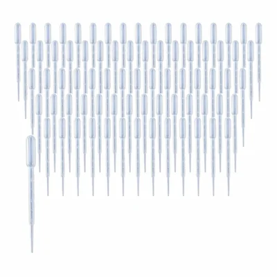 VVS 3 ml Pack of 80 pcs Polypropylene Chemistry Lab Plastic Dropper Set Soft Clear Pipette