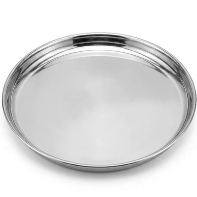 MK Stainless Steel Size 18 Dinner Thali Set Food Serving Pack of 2