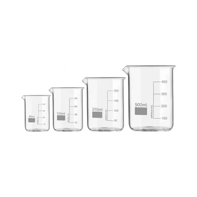 VVS 50ml 100ml 250ml 500ml Set of 4 Chemistry Lab Borosilicate 3.3 Glass Beaker Graduated