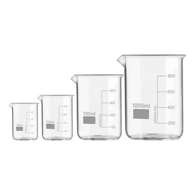 VVS 50ml 100ml 500ml 1000ml Set of 4 Chemistry Lab Borosilicate 3.3 Glass Beaker Graduated