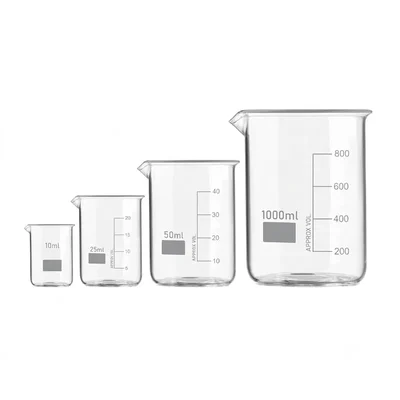 VVS 10ml 25ml 50ml 1000ml Set of 4 Chemistry Lab Borosilicate 3.3 Glass Beaker Graduated