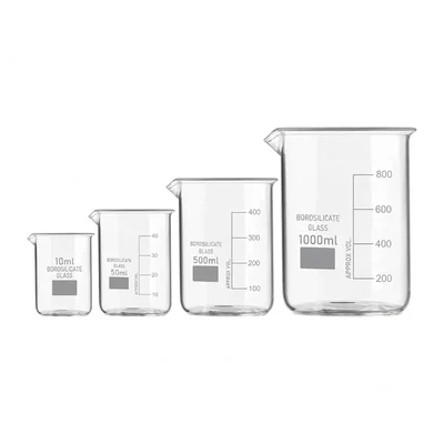 VVS 10ml 50ml 500ml 1000ml Set of 4 Chemistry Lab Borosilicate 3.3 Glass Beaker Graduated