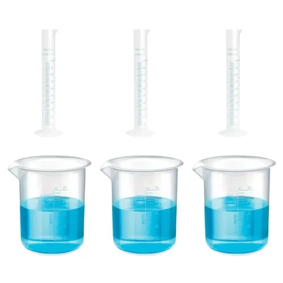 VVS 100ml 25ml Chemistry Lab Plastic Cylinder & Beaker Set Transparent Polypropylene Set Of 6