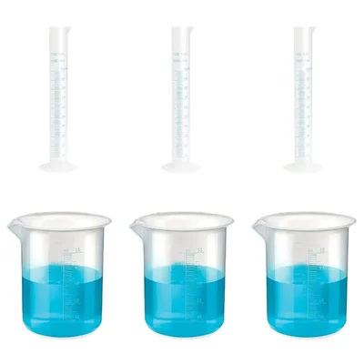 VVS 100ml 50ml Chemistry Lab Plastic Cylinder & Beaker Set Transparent Polypropylene Set Of 6