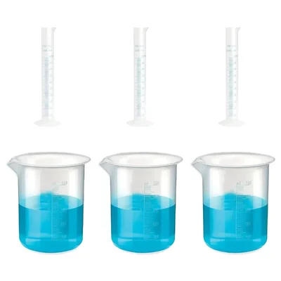 VVS 100ml 500ml Chemistry Lab Plastic Cylinder & Beaker Set Transparent Polypropylene Set Of 6