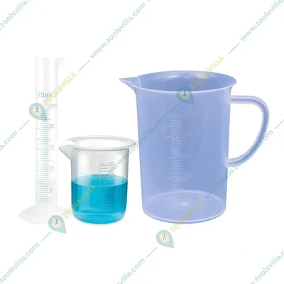 VVS Polypropylene Measuring Cylinder 25ml, Beaker 100ml & Jug 500ml Set | School College Laboratory Set