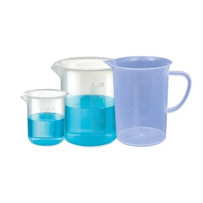 VVS 25ml & 500ml Set of 2 Beaker with 500ml Measuring Jug Polypropylene Clear Set of 3 for Chemistry Lab