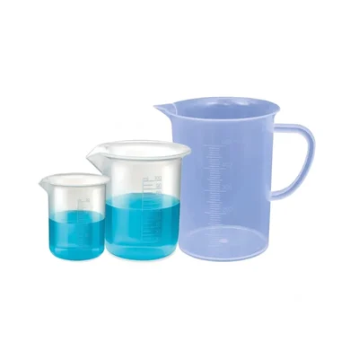 VVS 50ml & 100ml Set of 2 Beaker with 500ml Measuring Jug Polypropylene Clear Set of 3 for Chemistry Lab