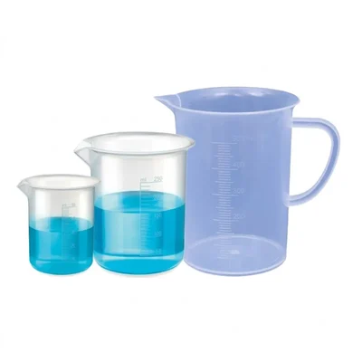 VVS 50ml & 250ml Set of 2 Beaker with 500ml Measuring Jug Polypropylene Clear Set of 3 for Chemistry Lab