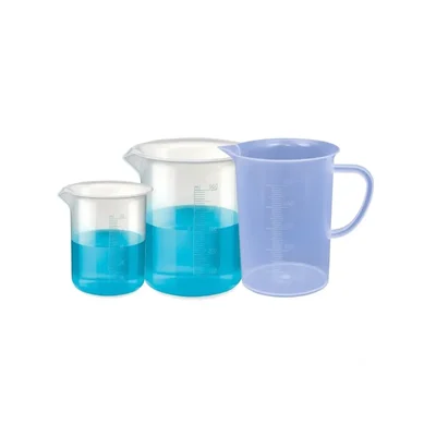 VVS 50ml & 500ml Set of 2 Beaker with 500ml Measuring Jug Polypropylene Clear Set of 3 for Chemistry Lab