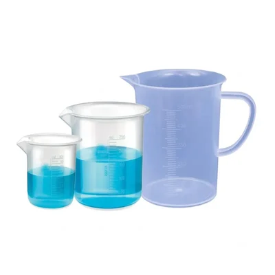 VVS 100ml & 250ml Set of 2 Beaker with 500ml Measuring Jug Polypropylene Clear Set of 3 for Chemistry Lab