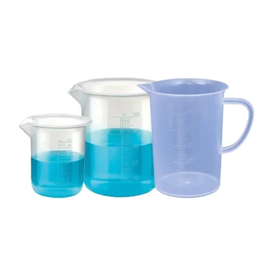 VVS 100ml & 500ml Set of 2 Beaker with 500ml Measuring Jug Polypropylene Clear Set of 3 for Chemistry Lab