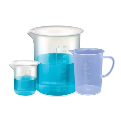 VVS 100ml & 1000ml Set of 2 Beaker with 500ml Measuring Jug Polypropylene Clear Set of 3 for Chemistry Lab