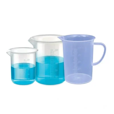VVS 250ml & 500ml Set of 2 Beaker with 500ml Measuring Jug Polypropylene Clear Set of 3 for Chemistry Lab