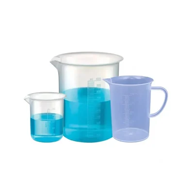 VVS 250ml & 1000ml Set of 2 Beaker with 500ml Measuring Jug Polypropylene Clear Set of 3 for Chemistry Lab