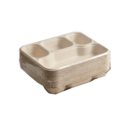 Chuk 4 CP Biodegradable Meal Tray 1000pcs, Eco Friendly Food Plate for Parties, Catering & Family Events