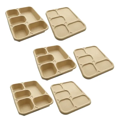 Chuk 5 CP Biodegradable Meal Tray with Lid 500pcs, Eco Friendly Food Plate for Parties, Catering & Family Events