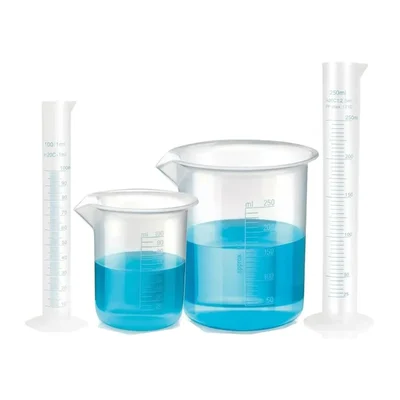 VVS 100ml & 250ml Polypropylene 2 Measuring Cylinder & 2 Measuring Beaker Pack of 4 Lab Set