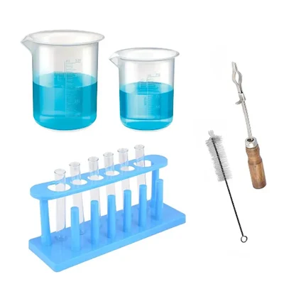 VVS Polypropylene 250ml & 500ml Beaker Test Tube Set Combo Pack of 11 Non Breaking for Lab