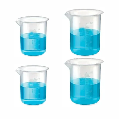 VVS Polypropylene 250ml 2 Pcs & 500ml 2 Pcs Pack of 4 Graduated Shatter Proof Beakers for Lab