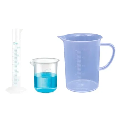VVS Polypropylene Cylinder 25ml Beaker 25ml & Jug 500ml Pack of 3 Graduated Autoclavable Set for Lab