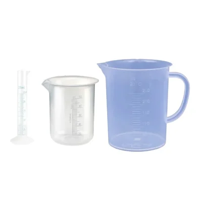 VVS 25ml Cylinder 50ml Beaker & 250ml Jug Set of 3 Polypropylene Autoclavable Lab Measuring Ware