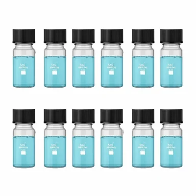 VVS 5ml Clear Glass Vials Culture Tube pack of 12 Lab Glass Sample Vial PE Stopper Leak Proof Containers