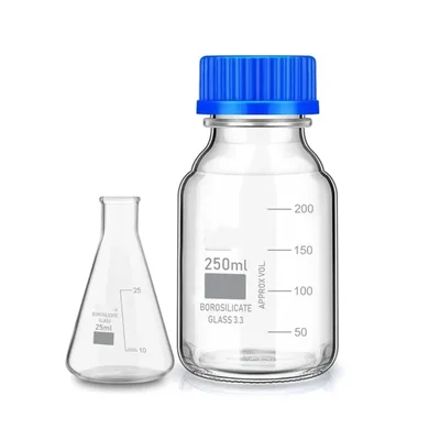 VVS 25ml Conical Flask & 250ml Reagent Bottle pack of 2 Lab Hermetical Glassware Set