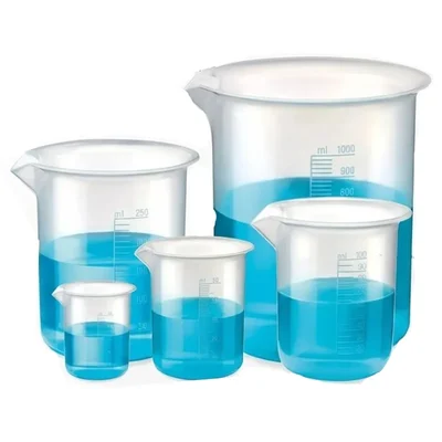 VVS Polypropylene Plastic Beaker 25ml 50ml 100ml 250ml 1000ml set of 5 Lab Graduated Ware