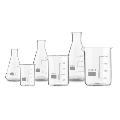 VVS Borosilicate 3.3 Glass 25ml 100ml 250ml Beaker & Conical Flask set of 6 Lab Ware