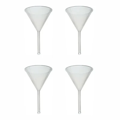 VVS Polypropylene Long Stem Funnel 100ml Pack of 4 for Lab Transparent All Purpose Liquid Transfer