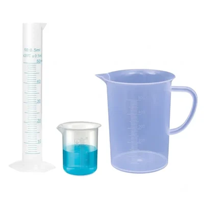 VVS Polypropylene Measuring Cylinder 50ml Beaker 50ml & Jug 500ml Set for Lab Chemical Resistant Clear Scale