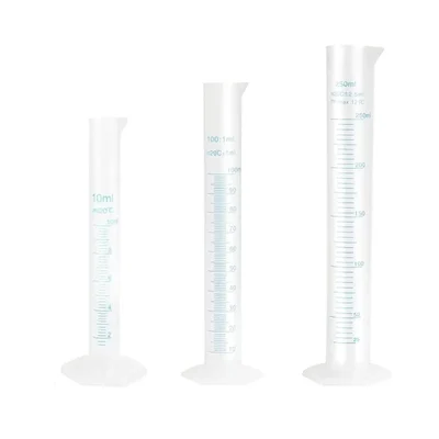 VVS Scientific Plastic Measuring Cylinder Combo Pack of 3 10ml 100ml 250ml Polypropylene Hexagonal Base