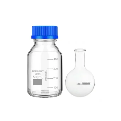 VVS Borosilicate Glass Reagent Bottle 500ml & Round Bottom Flask 100ml Set of 2