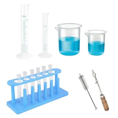 VVS 10ml 25ml Plastic Cylinder & Beaker Kit Pack of 13 Lab Products Chemistry Experiment