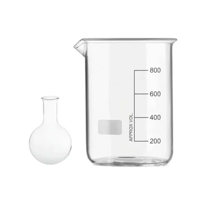 VVS 1000ml Glass Beaker & 50ml Round Bottom Boiling Flask Set of 2