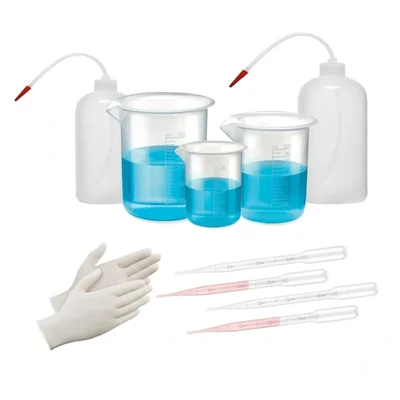 VVS Polypropylene Wash Bottle 250ml 500ml Beaker 50ml 100ml 250ml Dropper Gloves Lab