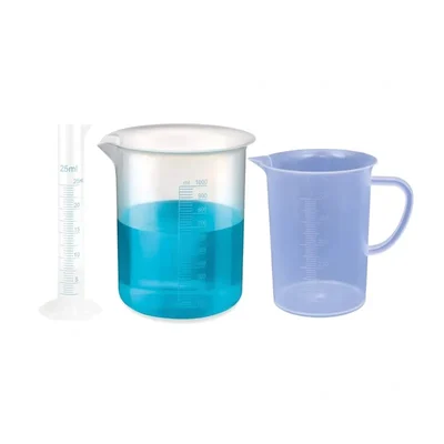 VVS Polypropylene Measuring Cylinder 25ml Beaker 1000ml Jug 500ml Set School College Lab