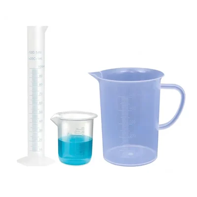 VVS Polypropylene Measuring Cylinder 100ml Beaker 100ml Jug 500ml Set School College Lab