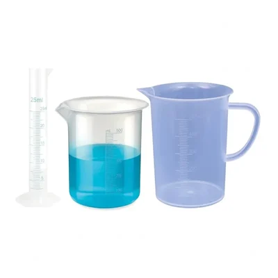 VVS Polypropylene Measuring Cylinder 25ml Beaker 500ml Jug 500ml Set School College Lab