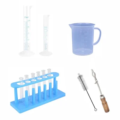 VVS Kit Plastic Jug 250ml Cylinder 10ml 25ml Stand Holder Brush Tubes Pack 12 Lab