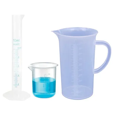 VVS Polypropylene Measuring Cylinder 10ml Beaker 250ml & Jug 1000ml Set of 3 for School College Lab