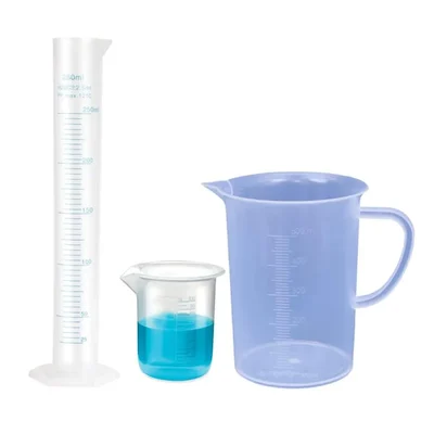 VVS Polypropylene Measuring Cylinder 250ml Beaker 100ml & Jug 500ml Set of 3 for School College Lab