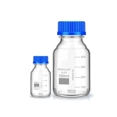 VVS Borosilicate Glass 3.3 Measuring Reagent Bottle 100ml & 500ml Screw Cap Pack of 2 for Lab