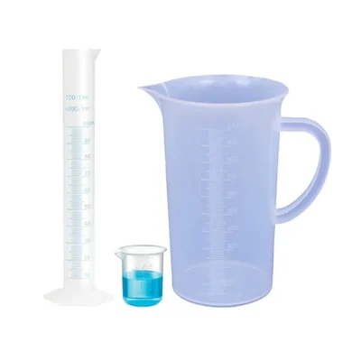 VVS Polypropylene Measuring Cylinder 100ml Beaker 25ml & Jug 1000ml Set of 3 for School College Lab