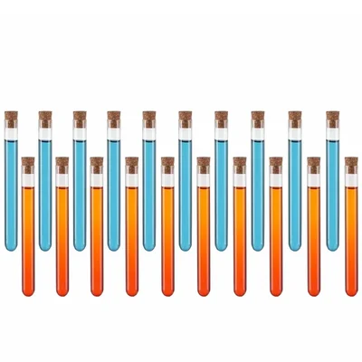 VVS Borosilicate Glass Test Tube 18X150mm with Wooden Cork Stoppers Pack of 40 Pieces for Lab